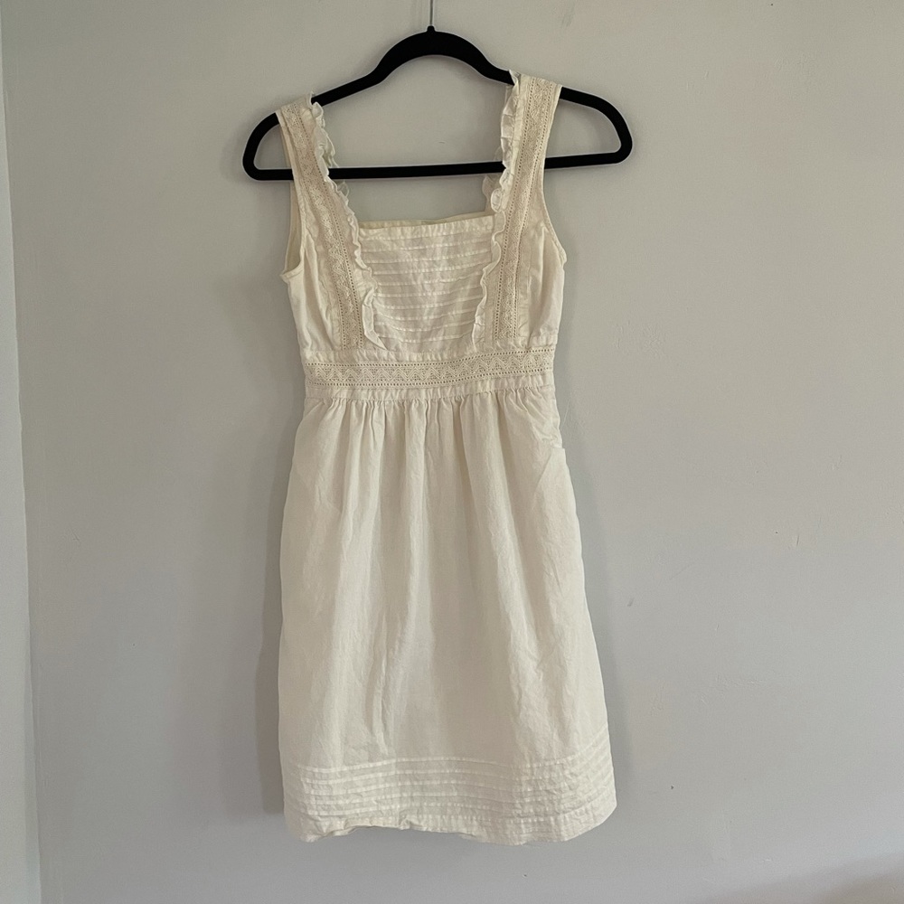 Maeve Anthro Smocked Ruffle Pocket Dress Sz 0